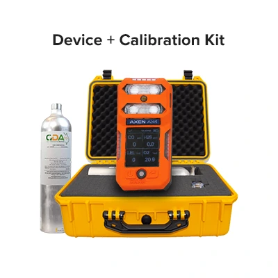 AXEN AX4 4-gas monitor Device + Calibration Kit with carry case and calibration gas cylinder